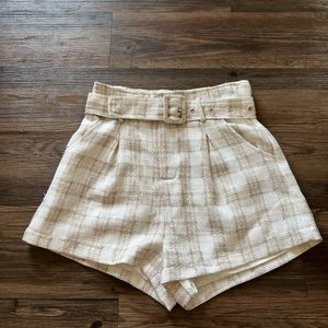 Plaid Belted Shorts